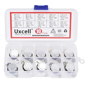 uxcell 10pcs NO KSD301 Thermostat 90-150°C(194-302°F) Temperature Thermal Control Switch 90 95 100 105 110 115 120 130 140 150°C Normally Open Assortment Kit