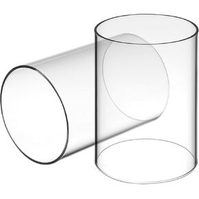 2Pcs Hurricane Candle Holder Sleeves Open Ended Clear Glass Cylinder Candleholders Bottomless Candle Cover Clear Hurricane Chimney Shade Tube Cover