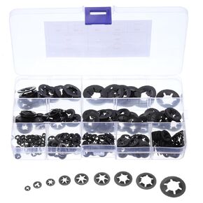 uxcell 360pcs Internal Tooth Star Lock Washers Set M2 M2.5 M3 M4 M5 M6 M8 M10 M12 Quick Speed Locking Washers, 65Mn Steel Starlock Push Nuts