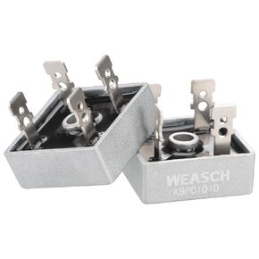 2Pcs Bridge Rectifier Diode, KBPC1010, AC to DC, 1000V 10A, Full Wave Single Phase Bridge Rectifier (2)