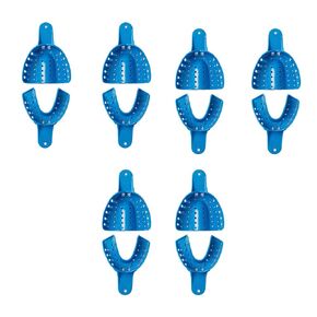 Peforated Dental Impressions Trays Dentist Supply Plastic Teeth Holder for Oral Tool (Upper + Lower Large 12pcs)