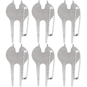 Green Divot Tool, 6Pcs Portable Zinc Alloy Green Fork Lawn Repair Fork Accessory