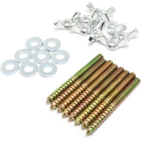 8pcs Hanger Bolt 1/4x2-1/2inch Double Headed Screws with 1/4-20 Wing Nuts and 1/4" Flat Washers Self Tapping Fixed Screws for Pet Furniture, Household Furniture