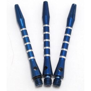 Blue Striped Jailbird Aluminum Dart Shafts - 3 Sets (9 shafts), 2BA Medium (2 inch), O'rings