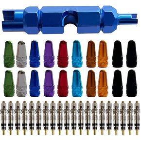 20 Pack Presta Valve Core Bike Kit,20PCS Alloy Presta Valve Caps,Comes with Presta Tool Removal-Tubeless Tire Valve Repair for MTB and Road Bicycle No Leak Replacement（41 Pieces in Total）
