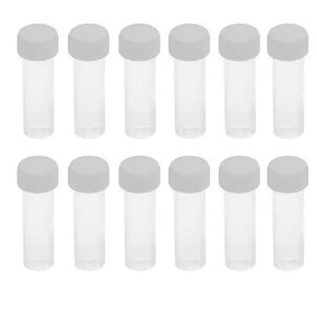 12PCS 25ml Plastic Sample Bottles Tubes Vials Mini Clear Storage Container Case with Screw Cap Small Test Tubes