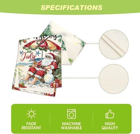 Artoid Mode Santa Claus Snowman Coconut Tree Christmas in July Table Runner, Summer Holiday Kitchen Dining Table Decoration for Home Party Decor 13x72 Inch in Kuwait