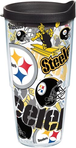Tervis Made in USA Double Walled NFL® Pittsburgh Steelers Insulated Tumbler Cup Keeps Drinks Cold & Hot, 24oz, All Over in Saudi Arabia