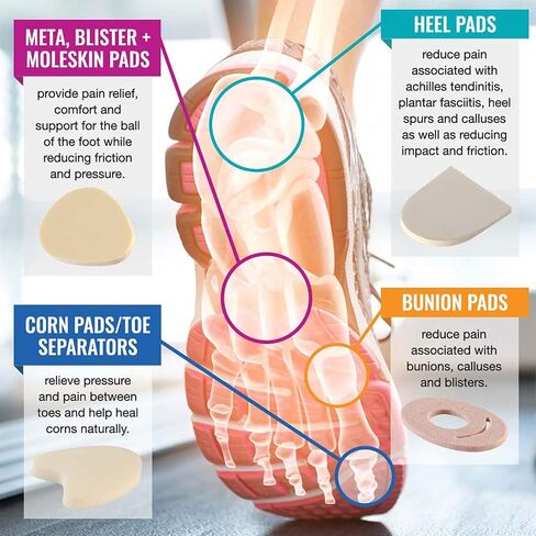 Steins Adhesive Felt Corn Pads, Corn Protector Cushion, Alleviates Shoe Friction & Pressure, W-7, 1/16", 500Count, Tan in Saudi Arabia
