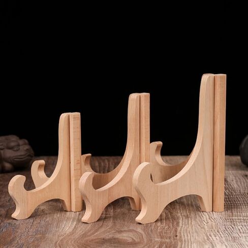 4 Packs Wooden Plate Stand for Display Picture Easel Holder Stand Decorative Art Display Stand for Easel Photo Picture Frame Dish Trays Decorative (4 Inch Nut-Brown) in Saudi Arabia
