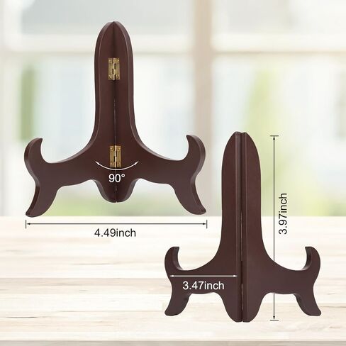 4 Packs Wooden Plate Stand for Display Picture Easel Holder Stand Decorative Art Display Stand for Easel Photo Picture Frame Dish Trays Decorative (4 Inch Nut-Brown) in Saudi Arabia