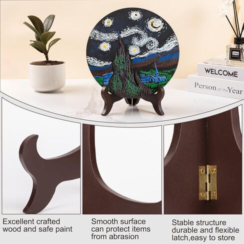 4 Packs Wooden Plate Stand for Display Picture Easel Holder Stand Decorative Art Display Stand for Easel Photo Picture Frame Dish Trays Decorative (4 Inch Nut-Brown) in Saudi Arabia