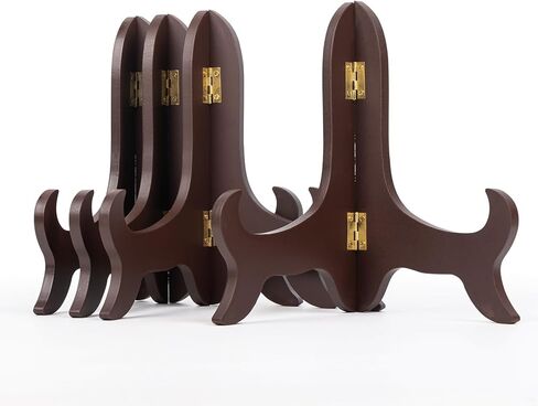 4 Packs Wooden Plate Stand for Display Picture Easel Holder Stand Decorative Art Display Stand for Easel Photo Picture Frame Dish Trays Decorative (4 Inch Nut-Brown) in Saudi Arabia