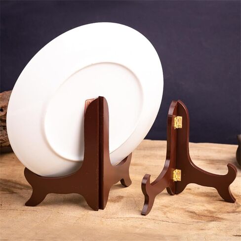 4 Packs Wooden Plate Stand for Display Picture Easel Holder Stand Decorative Art Display Stand for Easel Photo Picture Frame Dish Trays Decorative (4 Inch Nut-Brown) in Saudi Arabia