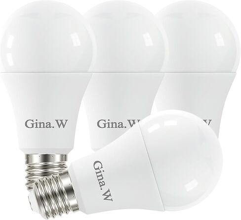 لمبات إضاءة LED قابلة للتعتيم 60 وات لمبات إضاءة بيضاء ناعمة، لمبة إضاءة e26 800 لومن لمبات إضاءة LED A19 3000K ETL مدرجة في 4 عبوات in Saudi Arabia