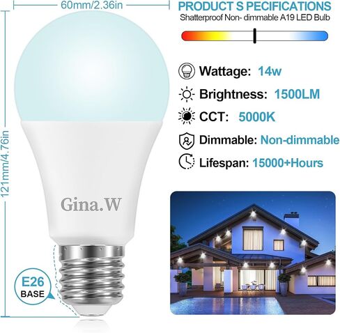 led dimmable Light Bulbs 60 watt Soft White Light Bulbs,e26 Light Bulb 800 lumens led Light Bulbs A19 3000K ETL Listed 4 Pack in Saudi Arabia