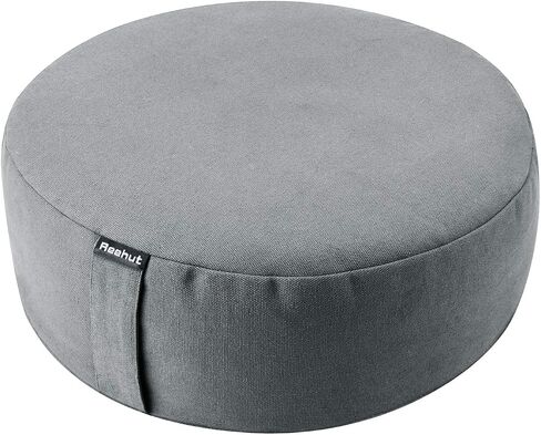 REEHUT Zafu Yoga Meditation Cushion, Round Meditation Pillow Filled with Buckwheat, Zippered Organic Cotton Cover, Machine Washable - 4 Colors and 3 Sizes (Grey, 16"x16"x4.5") in Saudi Arabia