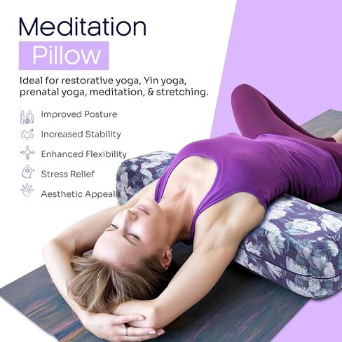 Yoga Bolster Pillow (Navy Suede With Gold Moon Phases) in Saudi Arabia