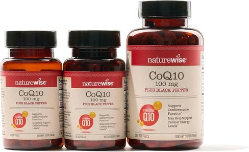 كبسولات هلامية من NatureWise CoQ10 100 مجم، CoQ10 عالي الامتصاص مع الفلفل الأسود BioPerine - مضاد للأكسدة لصحة القلب + الطاقة الخلوية - نباتي، غير معدّل وراثيًا، خالي من الغلوتين - 30 كبسولة هلامية [كمية تكفي لمدة شهر] in Saudi Arabia