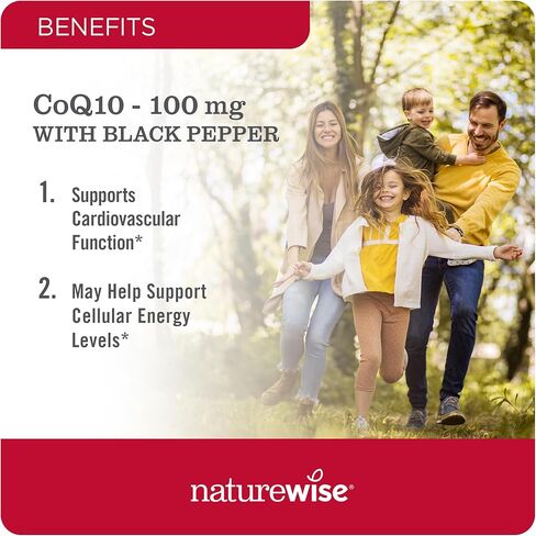 كبسولات هلامية من NatureWise CoQ10 100 مجم، CoQ10 عالي الامتصاص مع الفلفل الأسود BioPerine - مضاد للأكسدة لصحة القلب + الطاقة الخلوية - نباتي، غير معدّل وراثيًا، خالي من الغلوتين - 30 كبسولة هلامية [كمية تكفي لمدة شهر] in Saudi Arabia