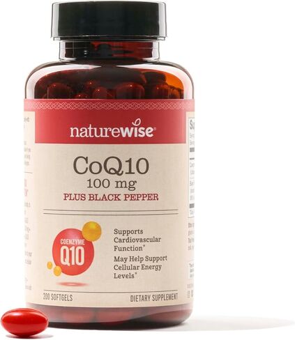 كبسولات هلامية من NatureWise CoQ10 100 مجم، CoQ10 عالي الامتصاص مع الفلفل الأسود BioPerine - مضاد للأكسدة لصحة القلب + الطاقة الخلوية - نباتي، غير معدّل وراثيًا، خالي من الغلوتين - 30 كبسولة هلامية [كمية تكفي لمدة شهر] in Saudi Arabia