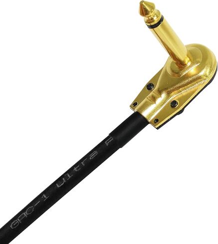 WORLDS BEST CABLES 5 Units - 5 Inch - Gotham GAC-1 Ultra Pro - Low-Cap (21pF/ft) Guitar Bass Effects Instrument, Patch Cable & Gold (6.35mm) Low-Profile R/A Pancake type Connectors - CUSTOM MADE in Saudi Arabia