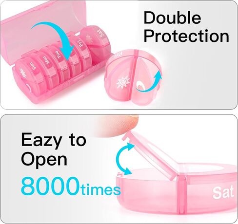 Weekly Pill Organizer 2 Times a Day, Travel Pill Box 7 Day, AM PM Twice a Day Pill Case, Portable Daily Vitamin Organizers for Medication, Vitamins, Fish Oil, Supplements (Black) in Saudi Arabia