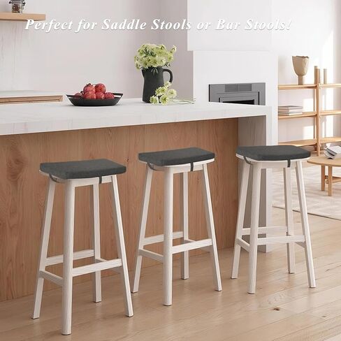 Rectangle Saddle Stool Cushion Non-Slip Bar Stool Cushions with High-Resilience Foam Machine Washable Cover Set of 2 18"x9.5"x2" Coffee in Saudi Arabia