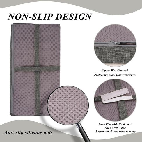 Rectangle Saddle Stool Cushion Non-Slip Bar Stool Cushions with High-Resilience Foam Machine Washable Cover Set of 2 18"x9.5"x2" Coffee in Saudi Arabia