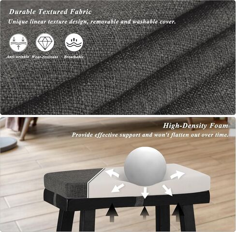 Rectangle Saddle Stool Cushion Non-Slip Bar Stool Cushions with High-Resilience Foam Machine Washable Cover Set of 2 18"x9.5"x2" Coffee in Saudi Arabia