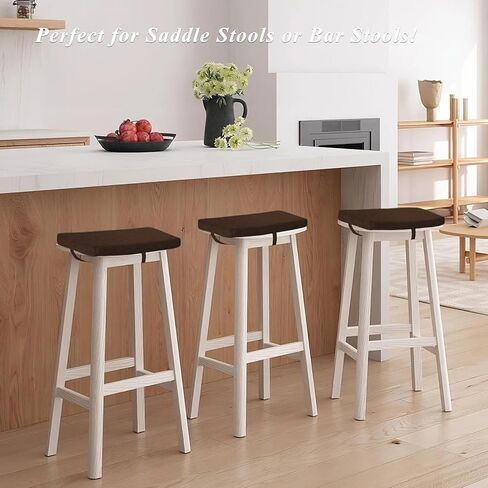 Rectangle Saddle Stool Cushion Non-Slip Bar Stool Cushions with High-Resilience Foam Machine Washable Cover Set of 2 18"x9.5"x2" Coffee in Kuwait