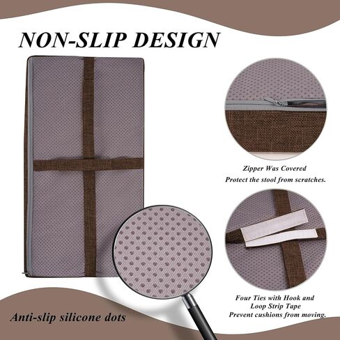 Rectangle Saddle Stool Cushion Non-Slip Bar Stool Cushions with High-Resilience Foam Machine Washable Cover Set of 2 18"x9.5"x2" Coffee in Kuwait