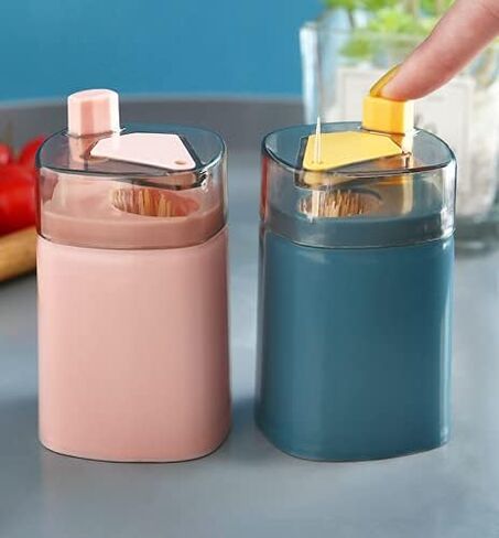 ASEANAO Toothpicks Holder Dispenser, Pop-Up Automatic Tooth Pick Holder Dispenser, Toothpick Storage Box (Blue) in Saudi Arabia