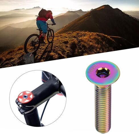 Bike Stem Bolt Screw, M6x30mm Titanium Alloy Flat Head Headset Cap Bolt Bike Headset Stem Top Cap Fixing Bolt in Saudi Arabia