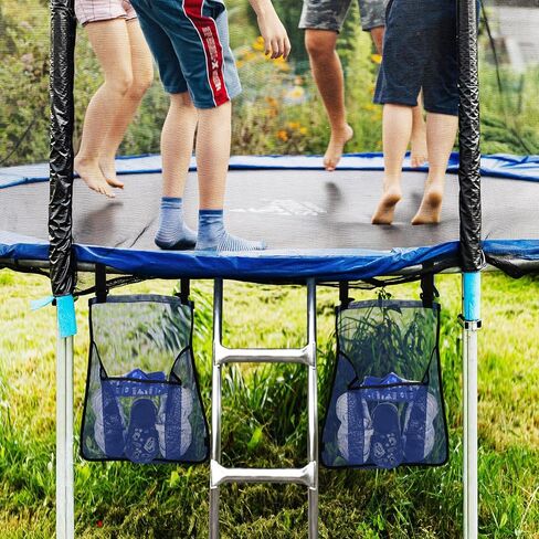 2 Pieces Trampoline Shoes Bag, Trampoline Storage Mesh Bag with 2 Hook and Loop Strap, Trampoline Shoe Holder, Indoor Fitness Shoes Organizer, Trampoline Equipment Bag Trampoline Accessories in Saudi Arabia