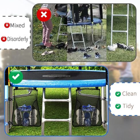 2 Pieces Trampoline Shoes Bag, Trampoline Storage Mesh Bag with 2 Hook and Loop Strap, Trampoline Shoe Holder, Indoor Fitness Shoes Organizer, Trampoline Equipment Bag Trampoline Accessories in Kuwait