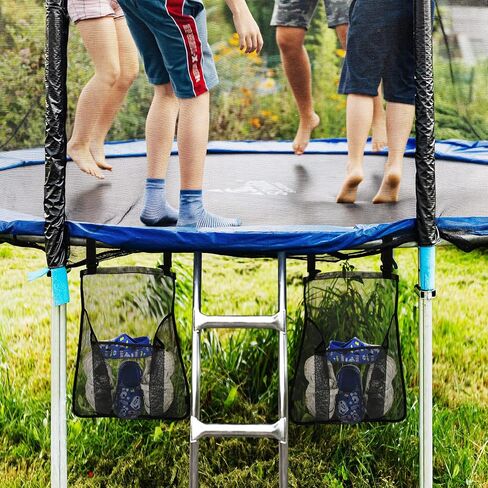2 Pieces Trampoline Shoes Bag, Trampoline Storage Mesh Bag with 2 Hook and Loop Strap, Trampoline Shoe Holder, Indoor Fitness Shoes Organizer, Trampoline Equipment Bag Trampoline Accessories in Kuwait
