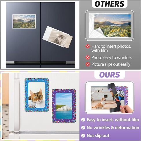 ANPHSIN 12 packs Magnetic Picture Frames for Locker Decorations - Magnetic Photo Frames for Fridge 4x6, Photo Magnets for Refrigerator Gifts Back to School Locker Accessories, Shiny Dots in Kuwait