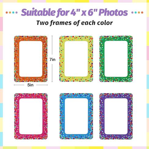 ANPHSIN 12 packs Magnetic Picture Frames for Locker Decorations - Magnetic Photo Frames for Fridge 4x6, Photo Magnets for Refrigerator Gifts Back to School Locker Accessories, Shiny Dots in Kuwait