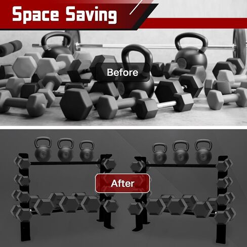 حامل حامل الدمبل، حامل وزن من 4 طبقات للدمبل، حامل وزن عالي التحمل لصالة الألعاب الرياضية المنزلية، رفوف تنظيم تخزين الوزن لأجراس كيتل بيل، لوحات الوزن in Kuwait