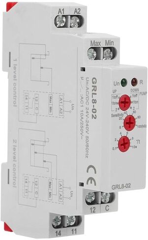 Liquid Level Controller GRL8-02 Automatic Water Level Controller Relay Water Level Controller 24Vwith DIN Rail Mount for Pool Liquid Level Monitoring in Saudi Arabia