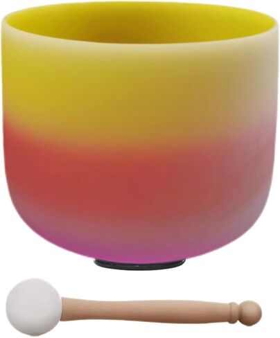 E Note Solar Plexus Rainbow Chakra ملون بلوري كوارتز كريستال الغناء السلطانية 8 بوصة مع مطرقة مطاطية in Kuwait