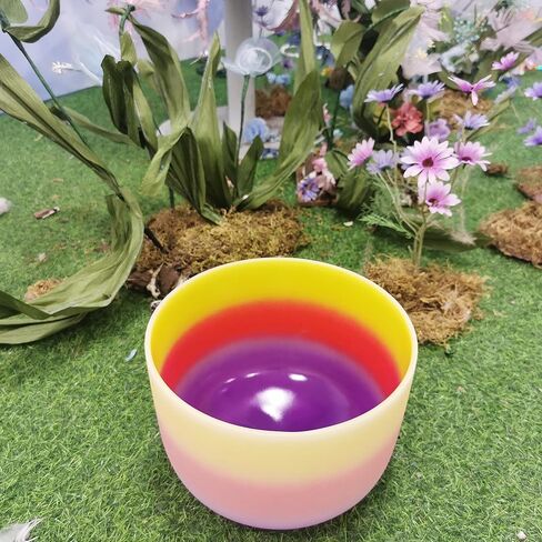 E Note Solar Plexus Rainbow Chakra ملون بلوري كوارتز كريستال الغناء السلطانية 8 بوصة مع مطرقة مطاطية in Kuwait