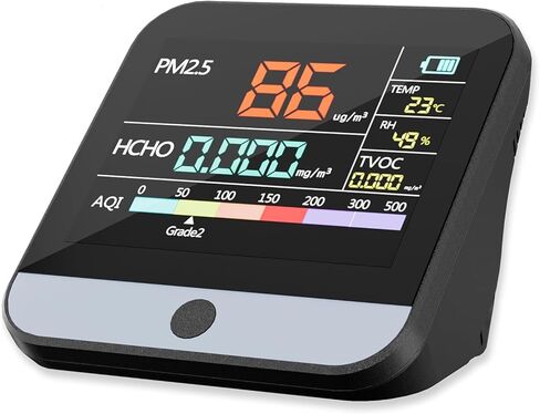 جهاز مراقبة جودة الهواء الداخلي الاحترافي جهاز مراقبة داخلي محمول PM2.5/PM1 /PM10 | درجة الحرارة | كاشف الفورمالديهايد AQI+الرطوبة TVOC | جهاز اختبار جودة الهواء - جهاز مراقبة الهواء النظيف في الأماكن المحصورة in Kuwait