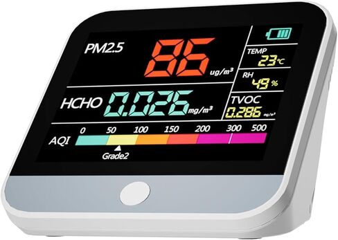 جهاز مراقبة جودة الهواء 8 في 1، PM2.5 داخلي، PM10، TVOC، الفورمالديهايد، الرطوبة، جهاز مراقبة تلوث الهواء متعدد الوظائف لدرجة الحرارة، جهاز قياس جودة الهواء الداخلي المحمول للمكتب المنزلي، يعمل بالبطارية in Kuwait