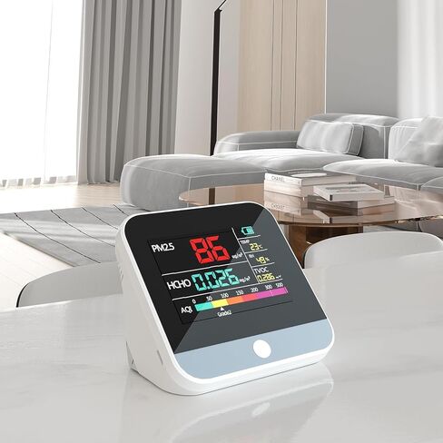 جهاز مراقبة جودة الهواء 8 في 1، PM2.5 داخلي، PM10، TVOC، الفورمالديهايد، الرطوبة، جهاز مراقبة تلوث الهواء متعدد الوظائف لدرجة الحرارة، جهاز قياس جودة الهواء الداخلي المحمول للمكتب المنزلي، يعمل بالبطارية in Kuwait