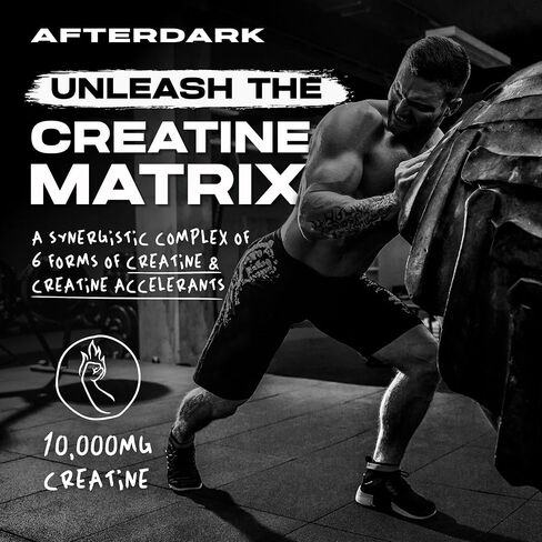 AfterDark Supplements Creation Creatine Monohydrate Powder, 10000mg Creatine Matrix Blend, Promotes Power, Endurance & Muscle Growth, GMP Certified, USA Made, 21 Servings, Cherry Italian Ice. in Saudi Arabia