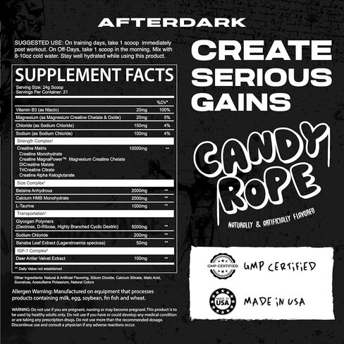 AfterDark Supplements Creation Creatine Monohydrate Powder, 10000mg Creatine Matrix Blend, Promotes Power, Endurance & Muscle Growth, GMP Certified, USA Made, 21 Servings, Cherry Italian Ice. in Saudi Arabia