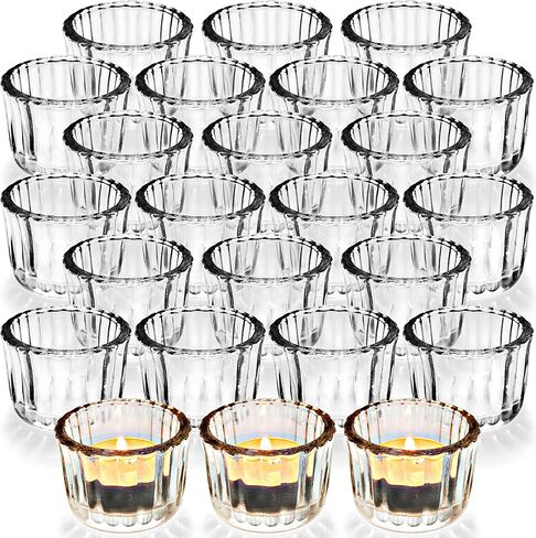 WDHODEC Amber Candle Holders Set of 24, Glass Tealight Votive Candle Holders for WeddingTable Birthday Party Decoration in Saudi Arabia