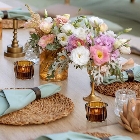 WDHODEC Amber Candle Holders Set of 24, Glass Tealight Votive Candle Holders for WeddingTable Birthday Party Decoration in Saudi Arabia